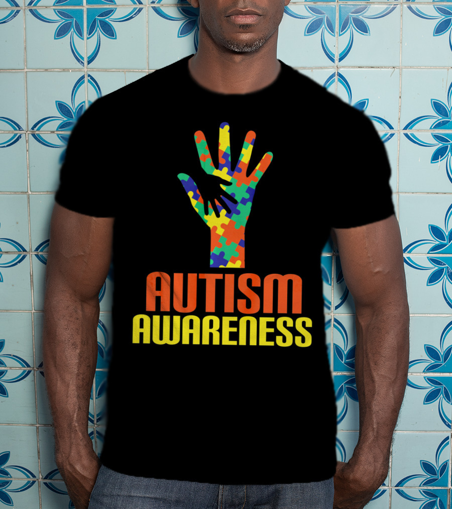 AUTISM AWARENESS Support Autism Speaks Puzzle Piece Hand T-Shirt