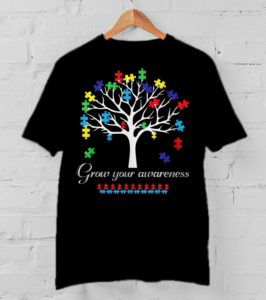 Grow Your Awareness Autism Puzzle Piece Tree T-Shirt