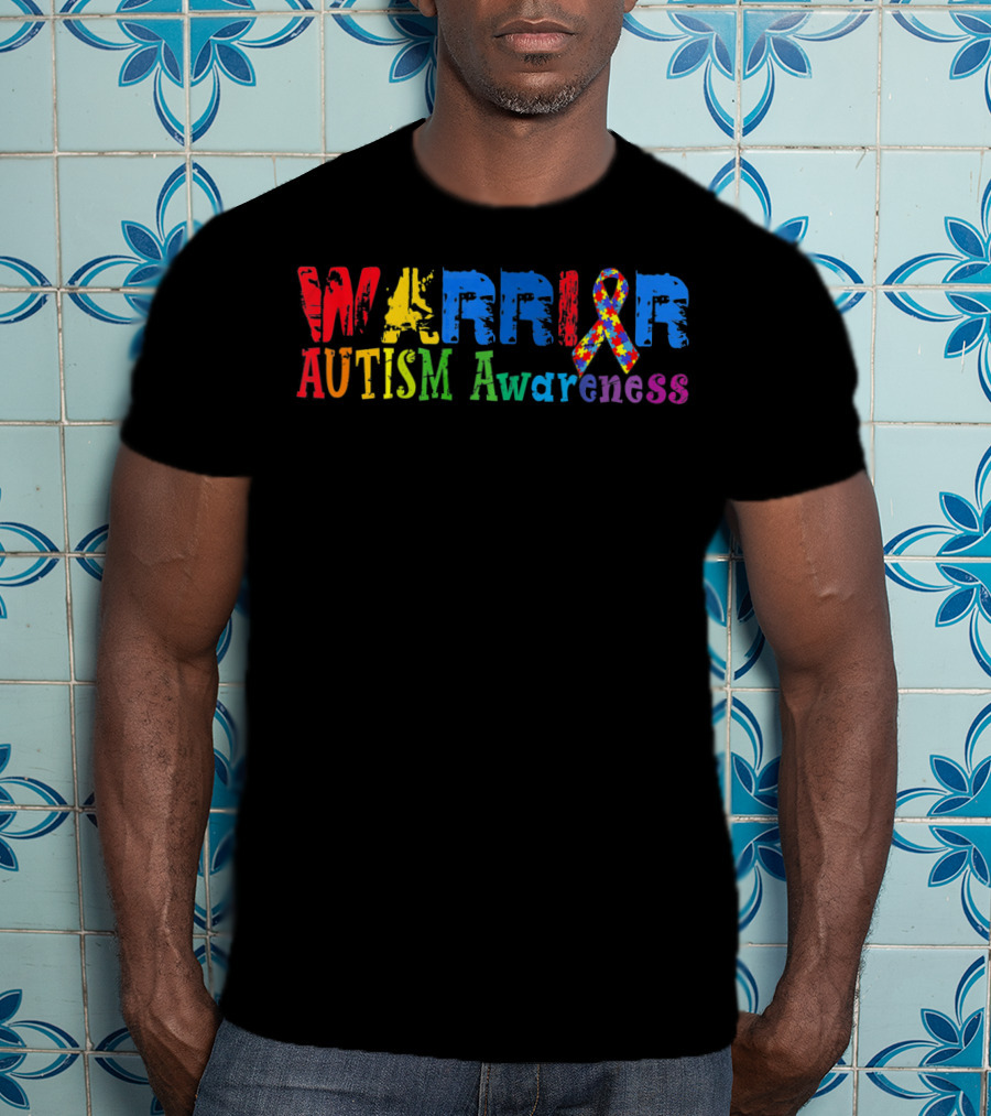 Warrior Autism Awareness Colorful Puzzle T-Shirt