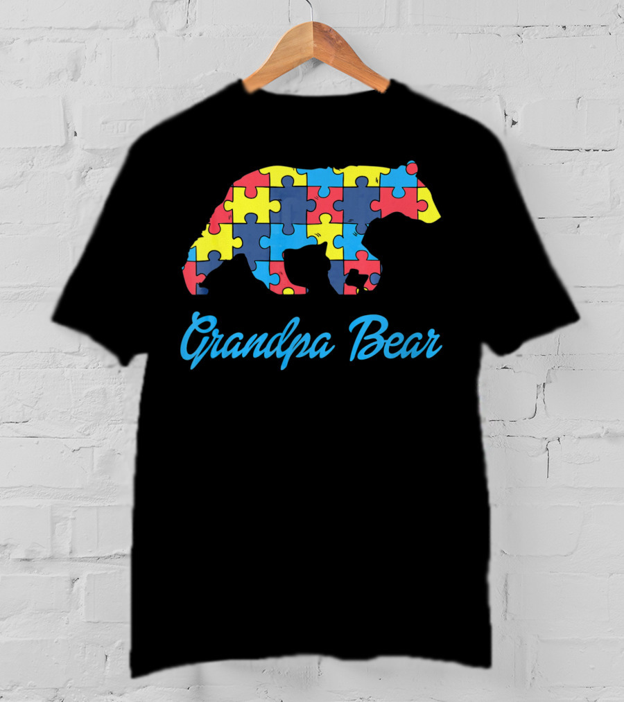 Grandpa Bear Puzzle Autism Awareness T-Shirt