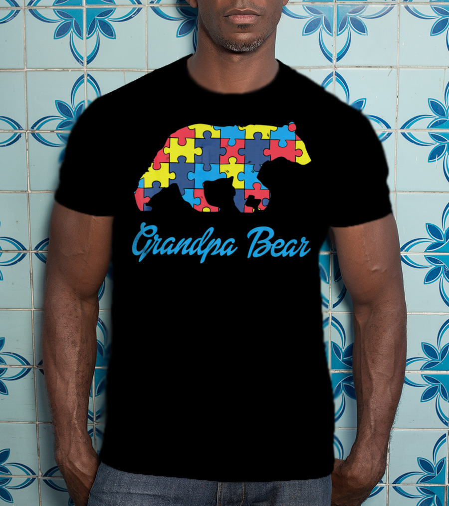 Grandpa Bear Puzzle Autism Awareness T-Shirt