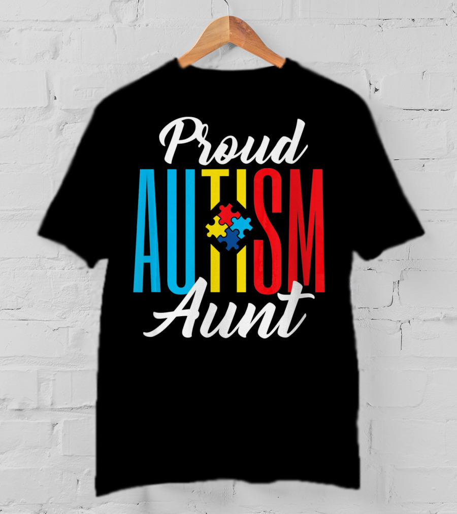Proud Autism Aunt Puzzle Piece Awareness T-Shirt
