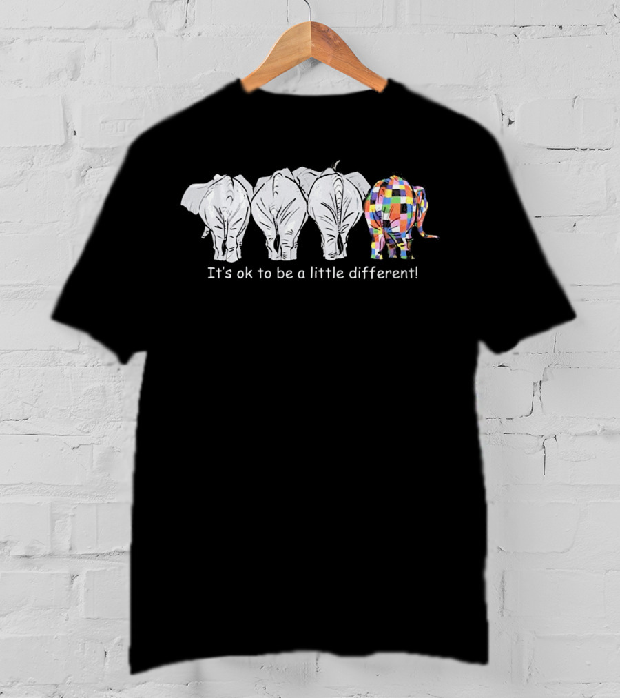 It's Ok To Be A Little Different Autism Colorful Elephant T-Shirt