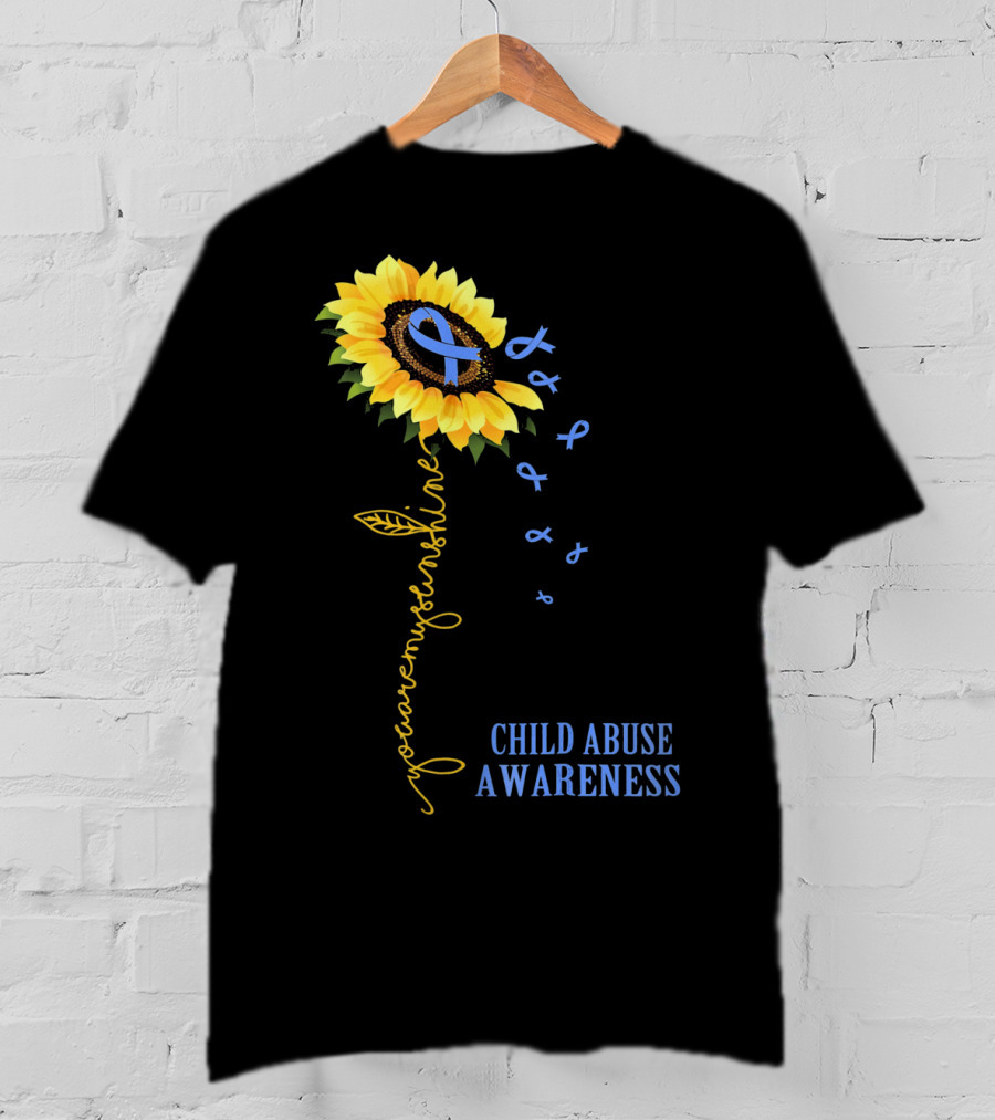 Youaremysunshine Child Abuse Awareness Sunflower Blue T-Shirt
