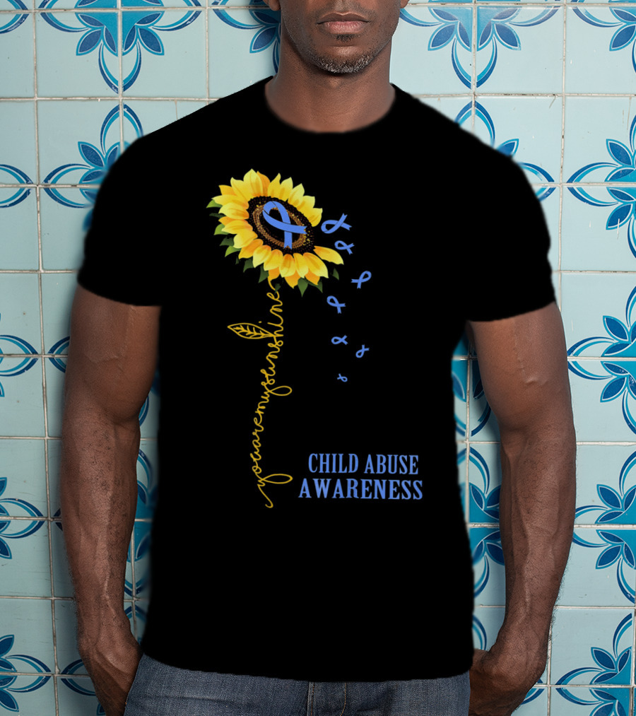 Youaremysunshine Child Abuse Awareness Sunflower Blue T-Shirt