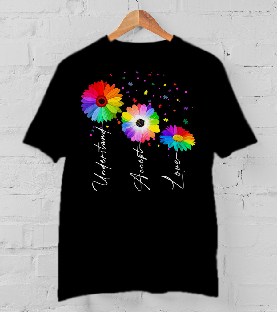 Autism Awareness Daisy Flower Accept Understand Love T-Shirt