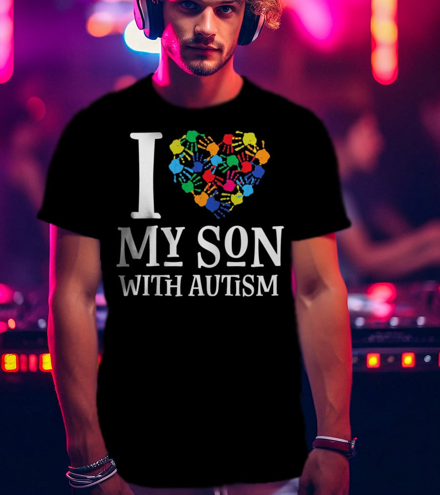 I Love My Son With Autism Spectrum Awareness T-Shirt