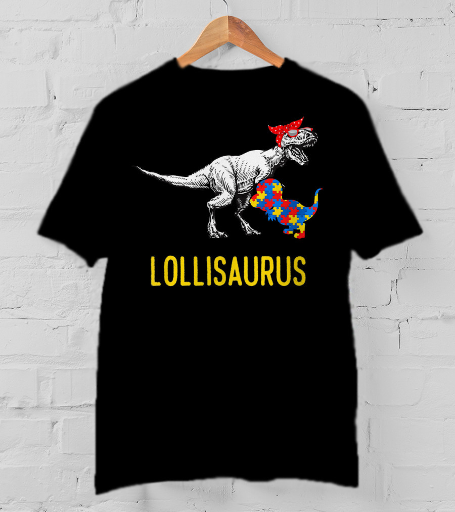 Lollisaurus Dinosaur Puzzle Autism Awareness T-Shirt