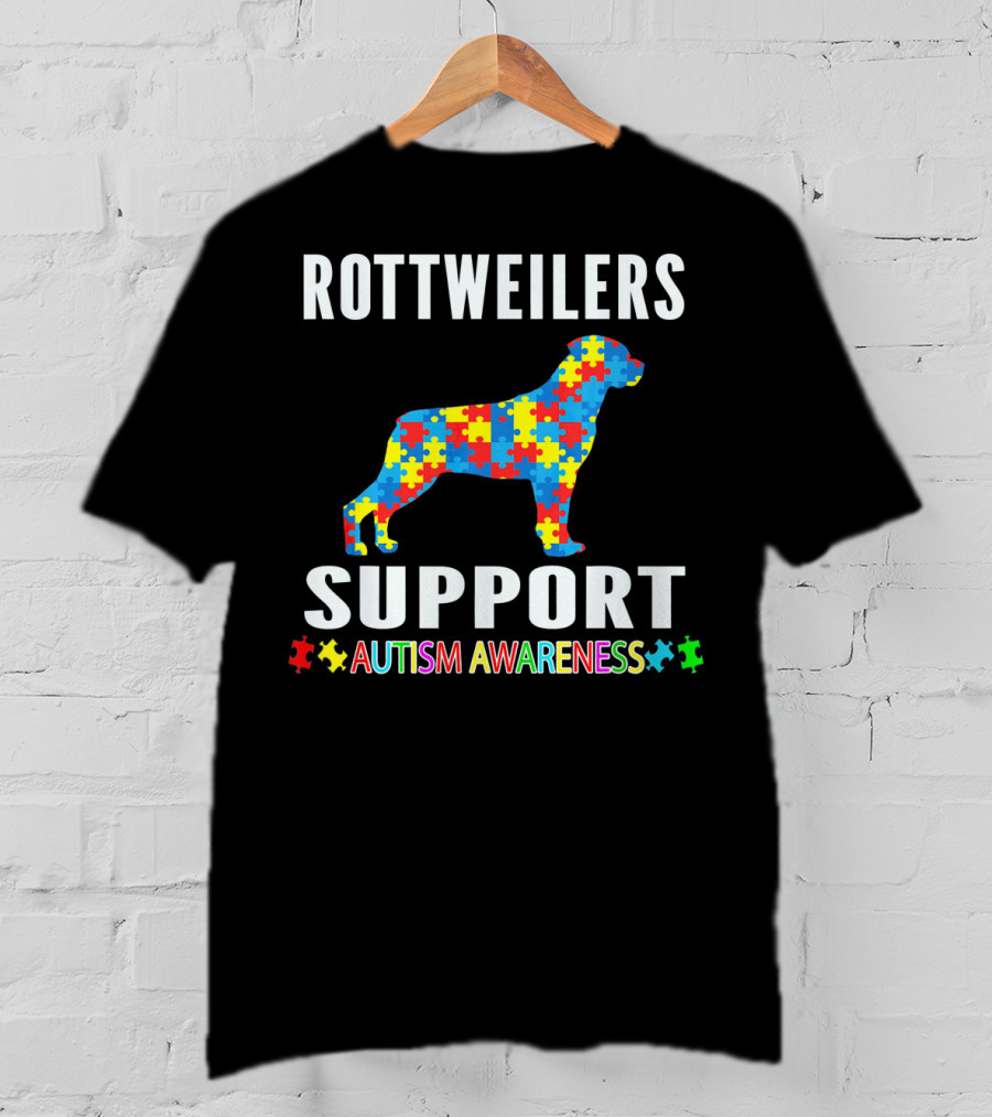Rottweilers Support Autism Awareness Puzzle Piece T-Shirt