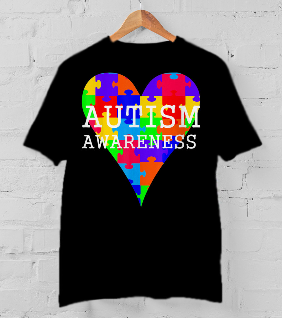 Autism Awareness Puzzle Heart Rainbow T-Shirt