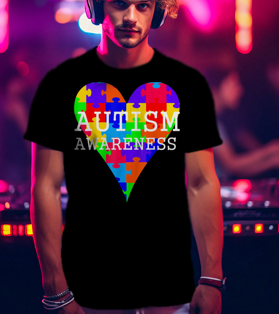 Autism Awareness Puzzle Heart Rainbow T-Shirt
