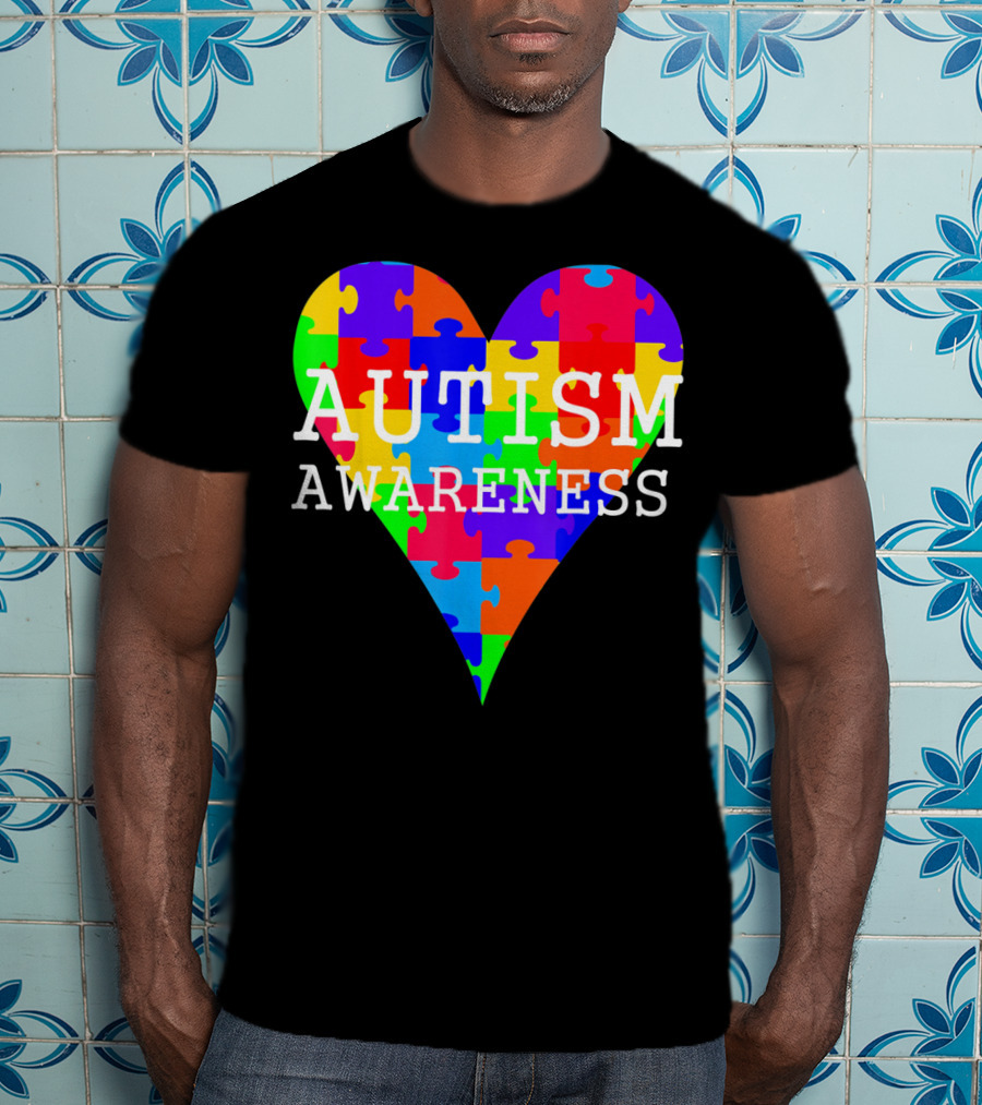 Autism Awareness Puzzle Heart Rainbow T-Shirt