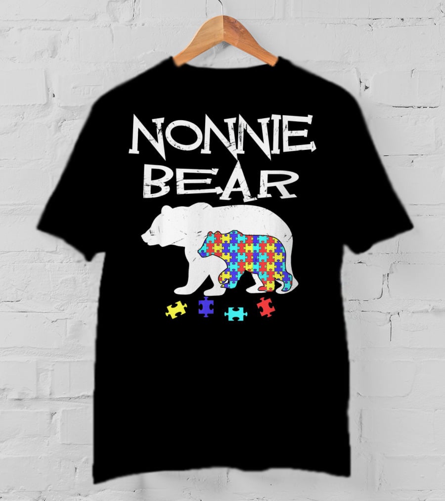 Nonnie Bear Autism Awareness Puzzle Bear T-Shirt