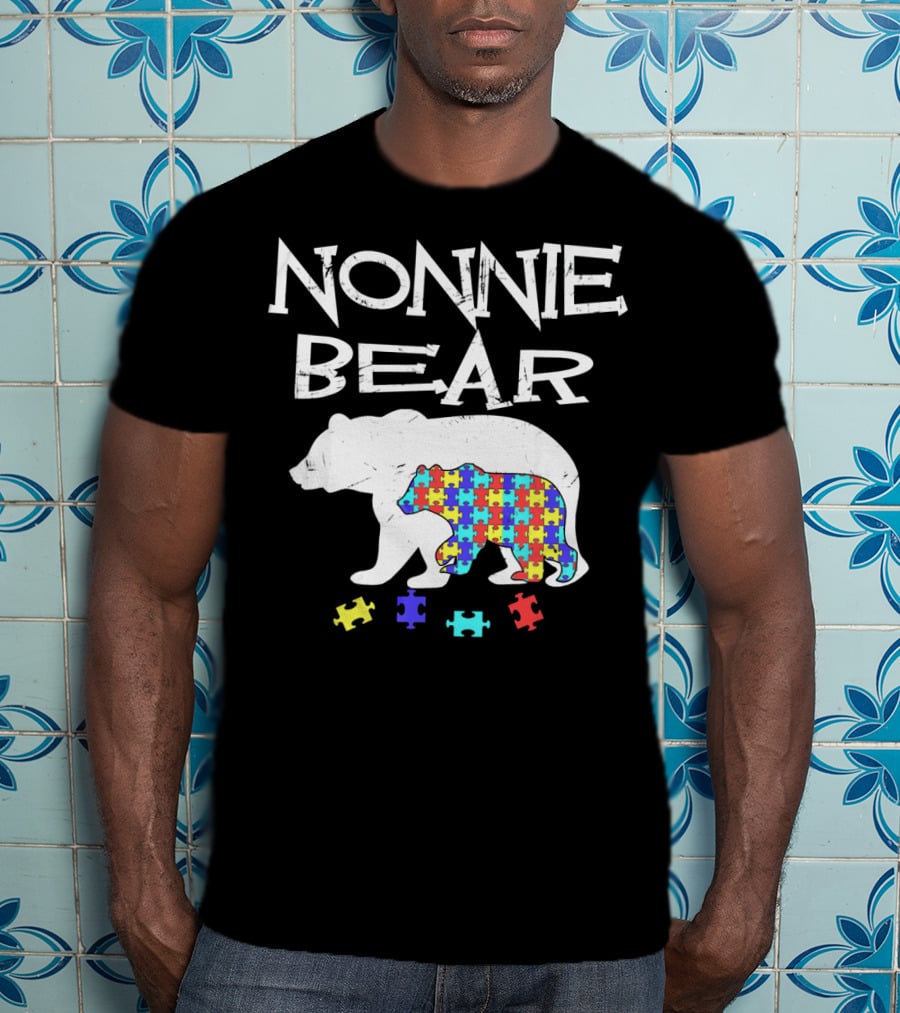 Nonnie Bear Autism Awareness Puzzle Bear T-Shirt
