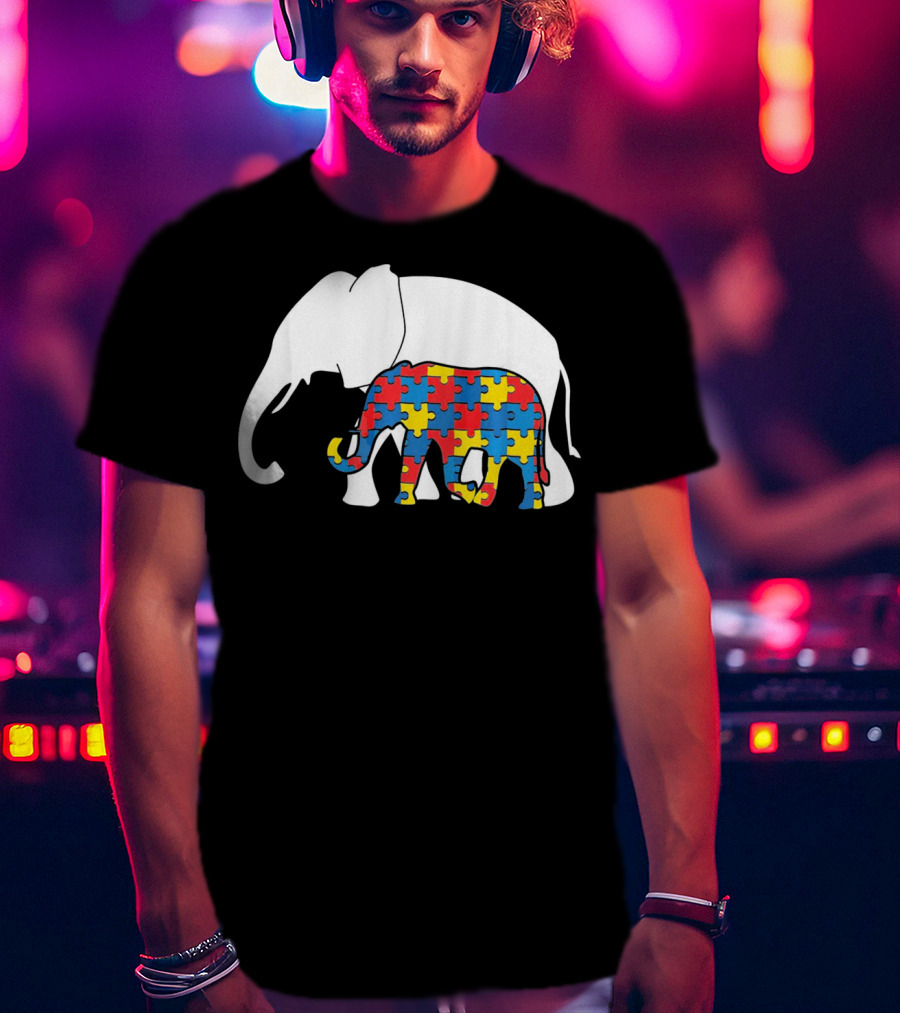 Autism Awareness Puzzle Elephant T-Shirt