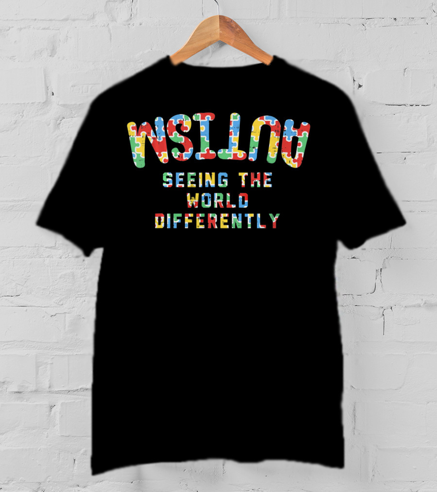 Autism Seeing The World Differently Puzzle Piece Awareness T-Shirt