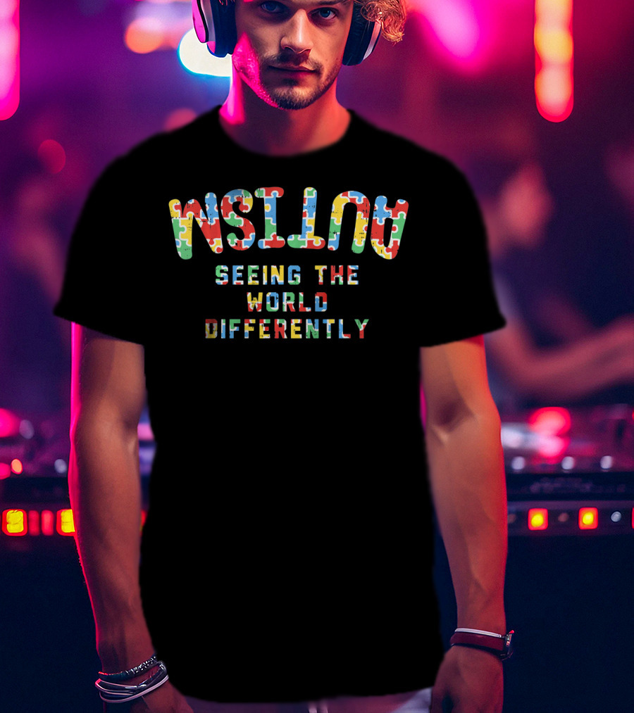 Autism Seeing The World Differently Puzzle Piece Awareness T-Shirt