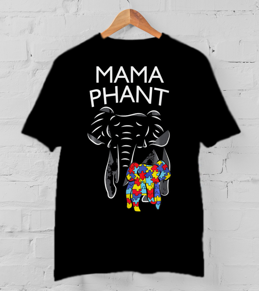 Mama Phant Autism Awareness Puzzle Elephant T-Shirt