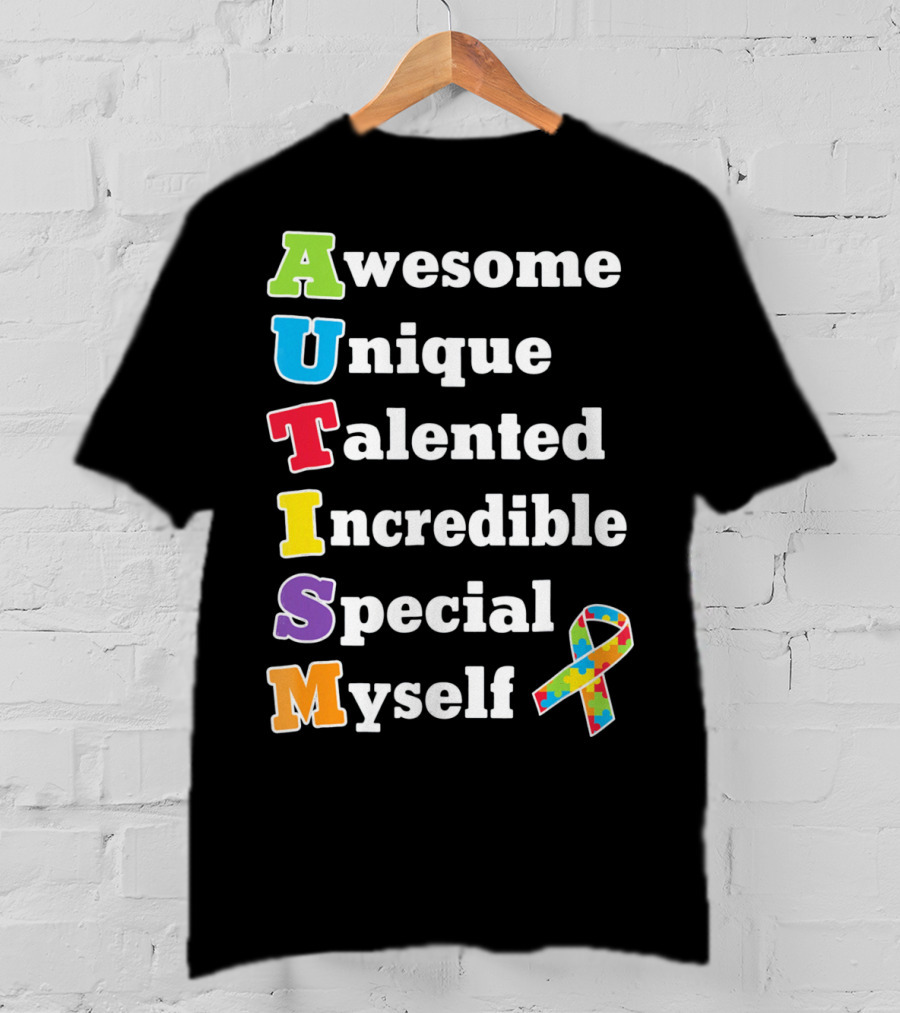 Autism Awesome Unique Talented Incredible Special Myself Awareness Puzzle T-Shirt