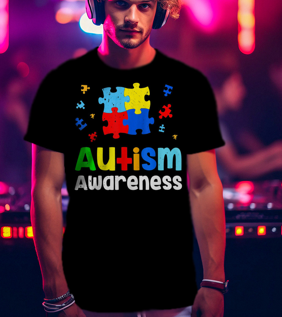 Autism Awareness Puzzle Pieces Heart Aut T-Shirt