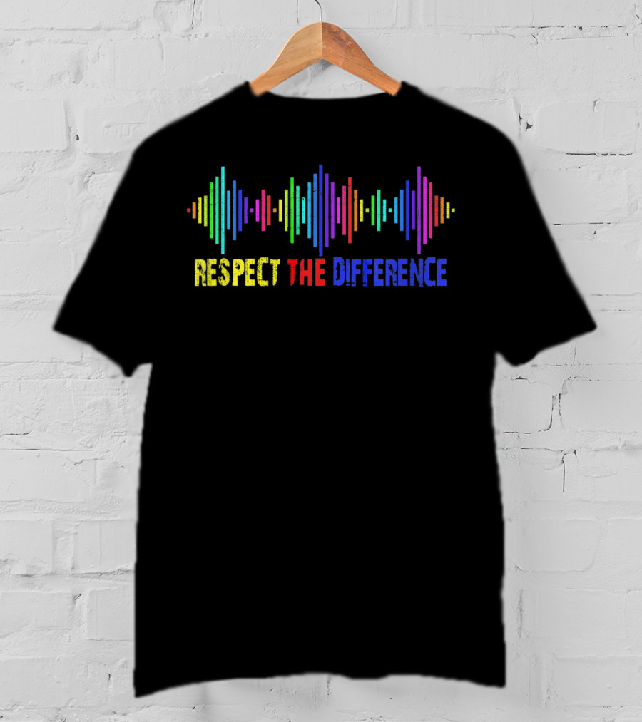 Respect The Difference Autism Awareness Colorful Soundwave T-Shirt
