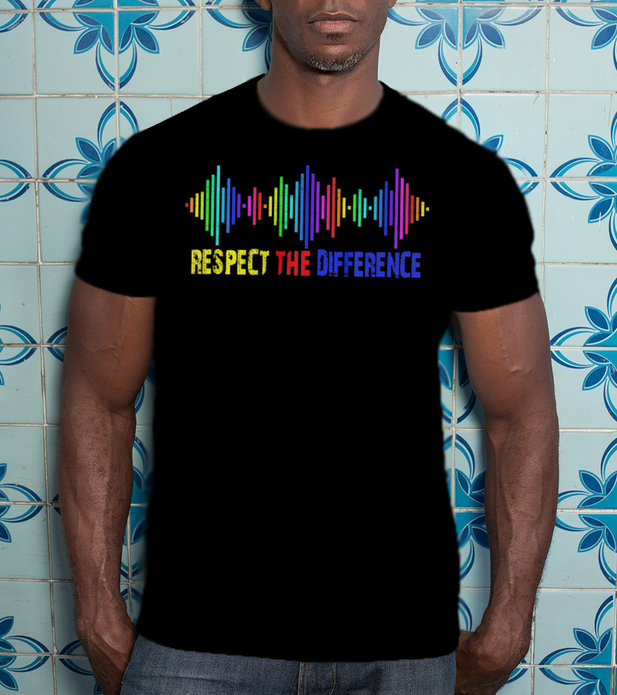 Respect The Difference Autism Awareness Colorful Soundwave T-Shirt