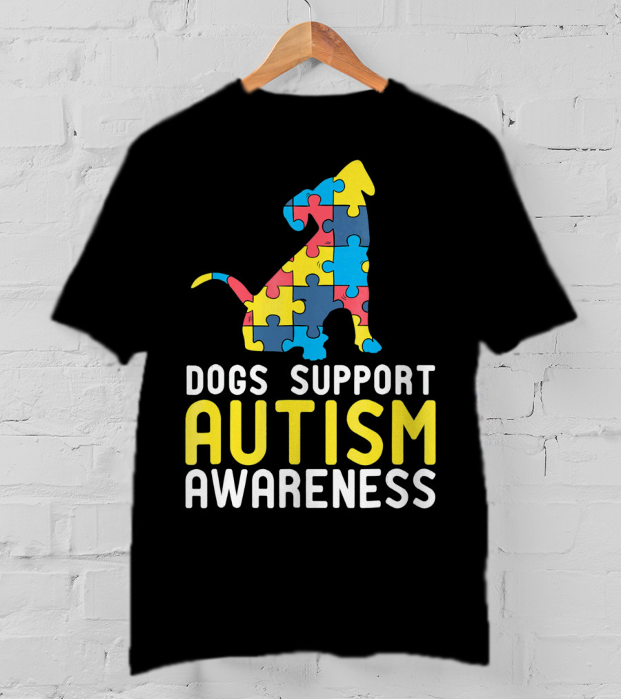 Dogs Support Autism Awareness Novelty Autism Dog Lover Awareness T-Shirt