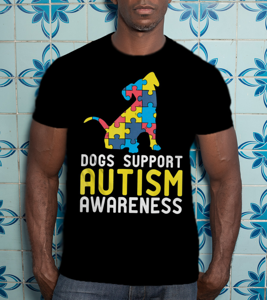 Dogs Support Autism Awareness Novelty Autism Dog Lover Awareness T-Shirt