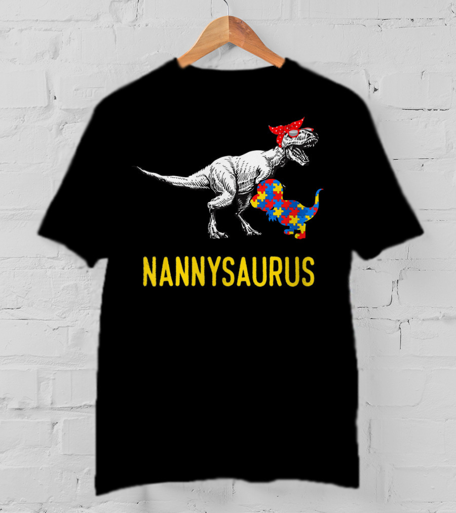 Nannysaurus Dinosaur Autism Puzzle Bandana T-Shirt