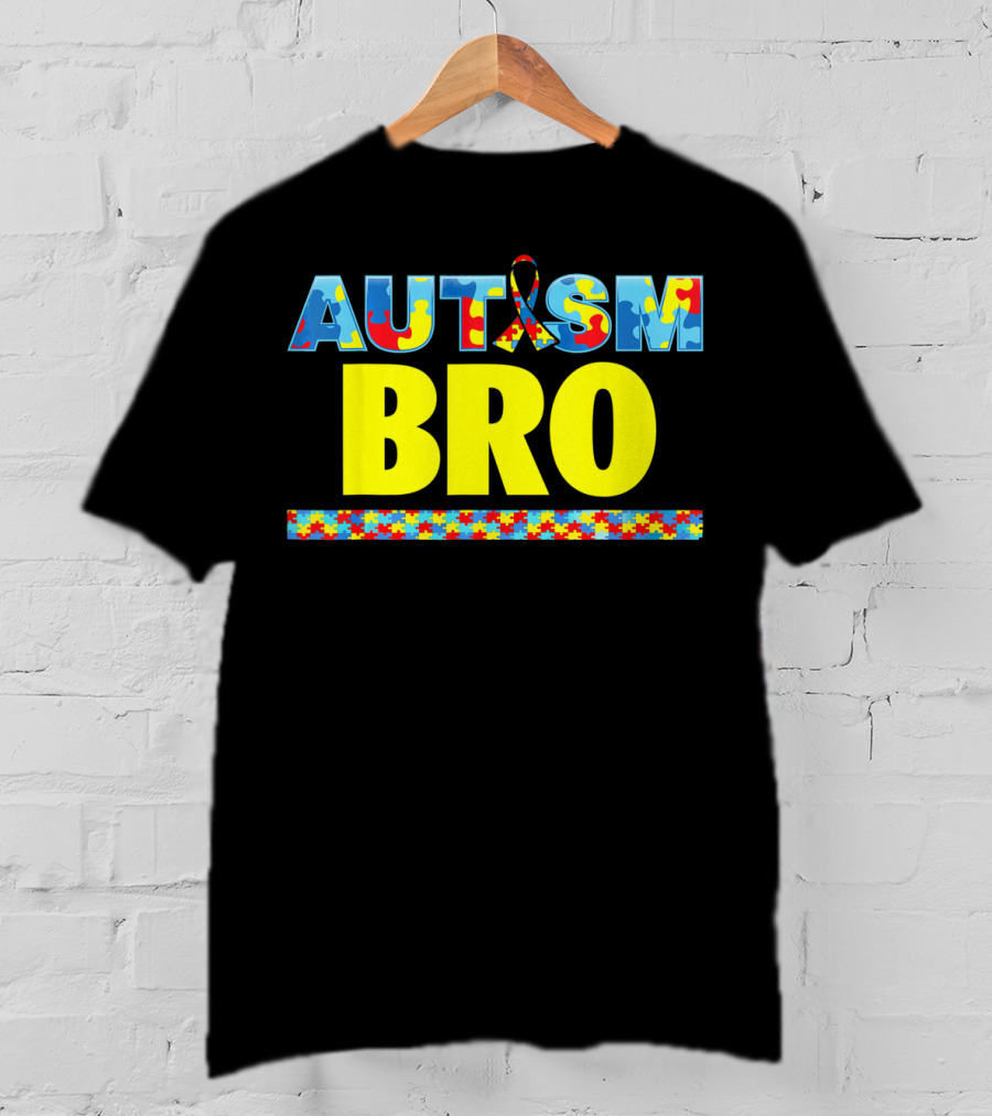 Autism Puzzle Ribbon Bro Brother Awareness Support T-Shirt