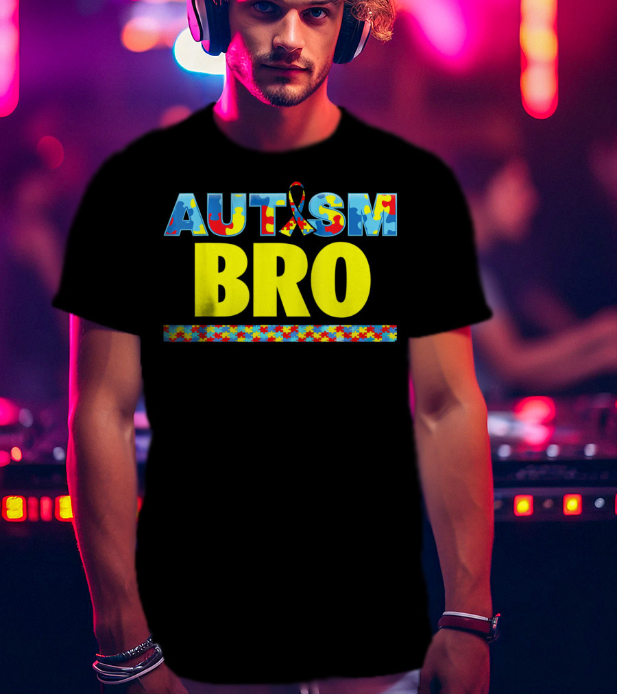 Autism Puzzle Ribbon Bro Brother Awareness Support T-Shirt