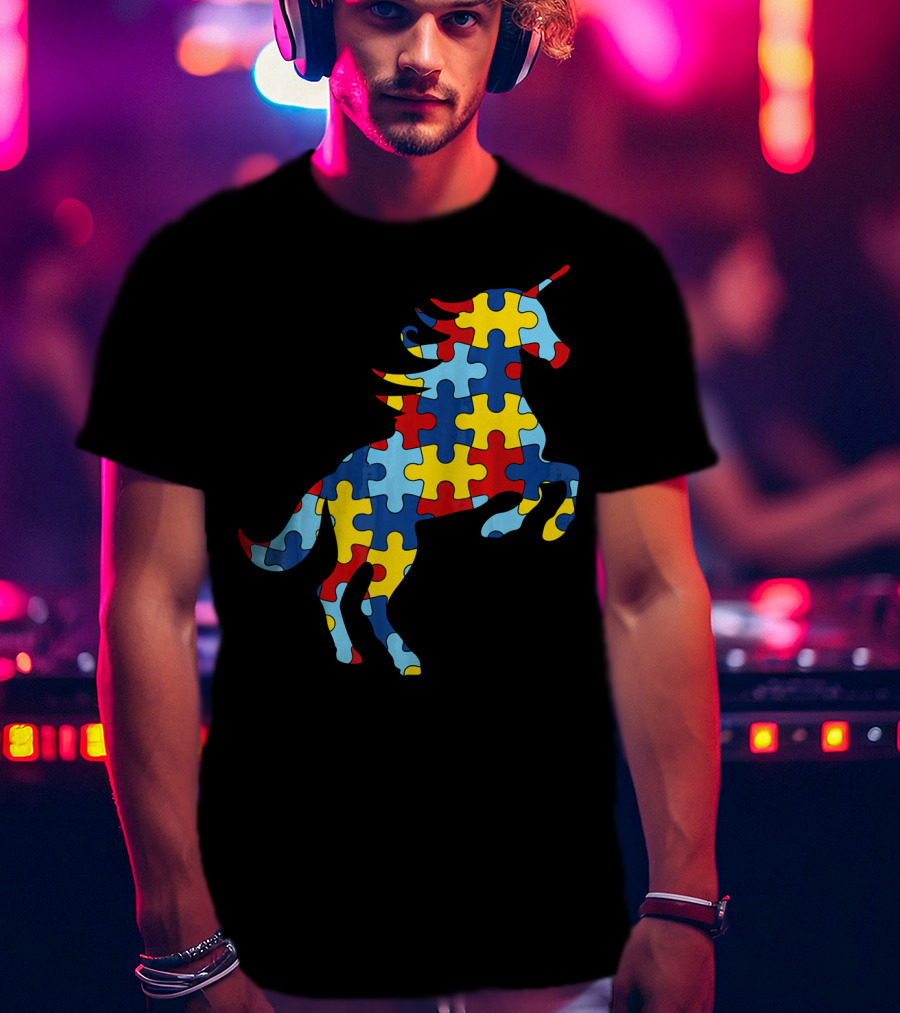Autism Awareness Day Unicorn Puzzle T-Shirt