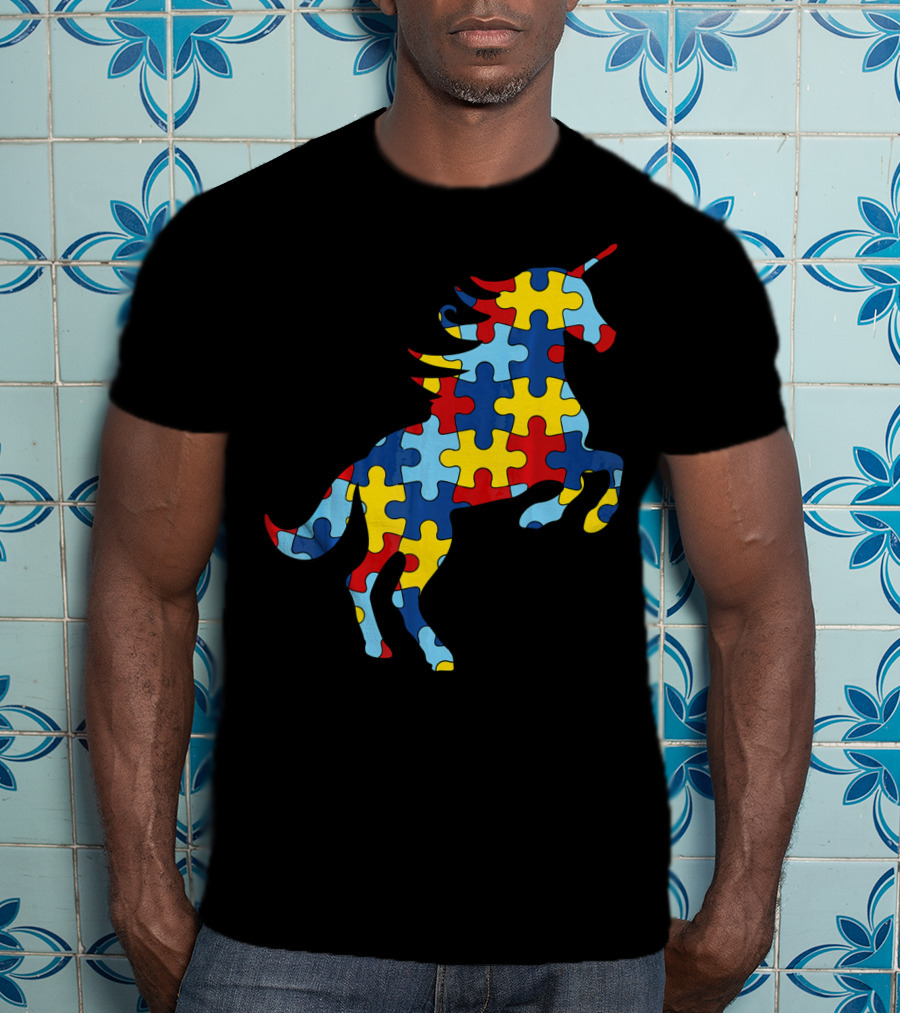 Autism Awareness Day Unicorn Puzzle T-Shirt