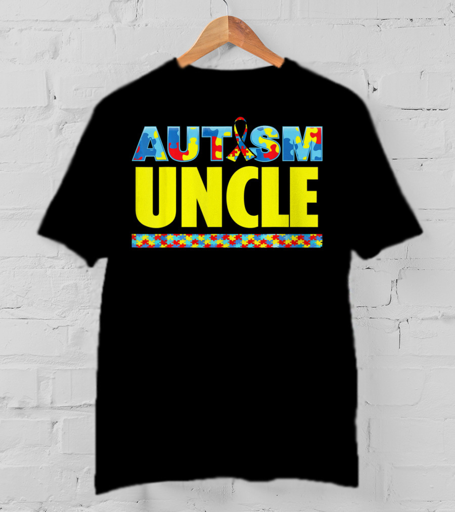 Autism Uncle Puzzle Ribbon Awareness Support T-Shirt