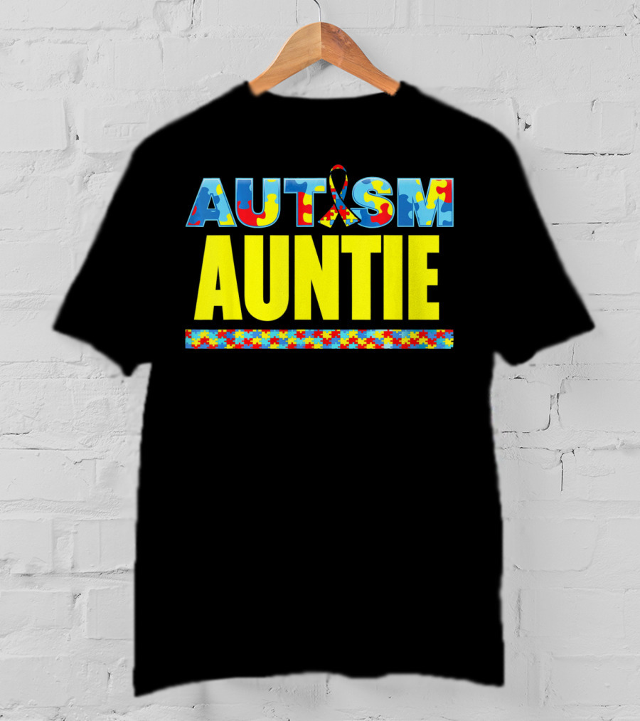 Autism Auntie Puzzle Ribbon Awareness Support T-Shirt