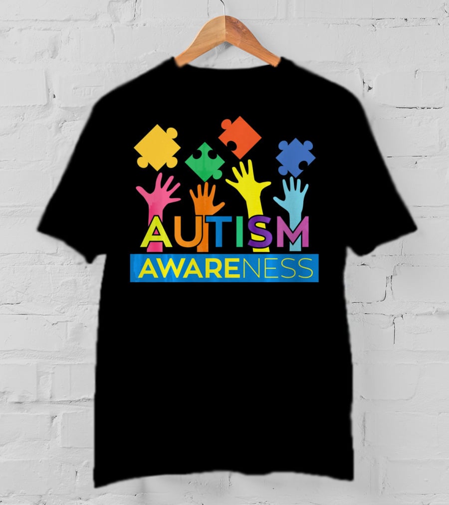 Autism Awareness Colorful Puzzle Hands T-Shirt