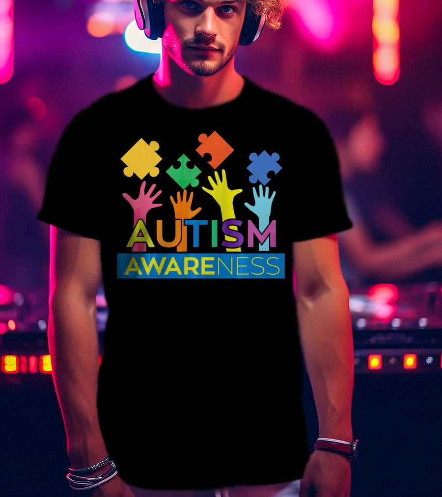 Autism Awareness Colorful Puzzle Hands T-Shirt
