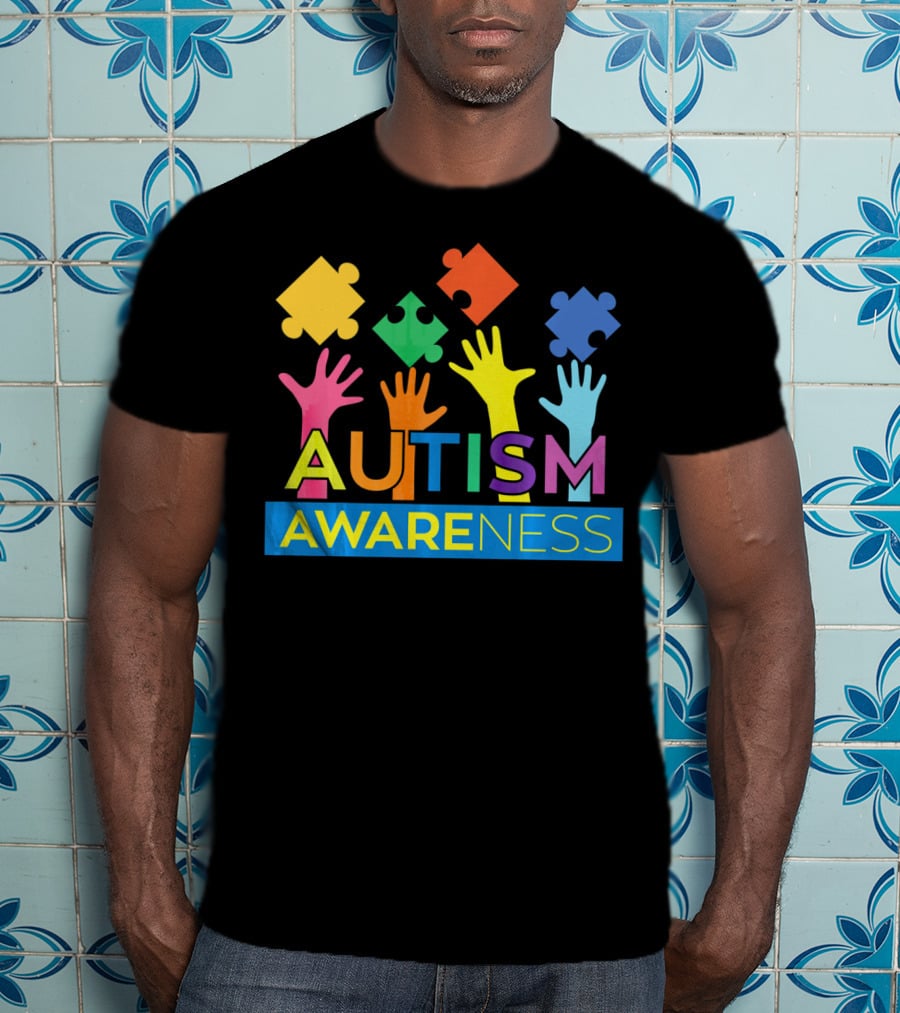 Autism Awareness Colorful Puzzle Hands T-Shirt