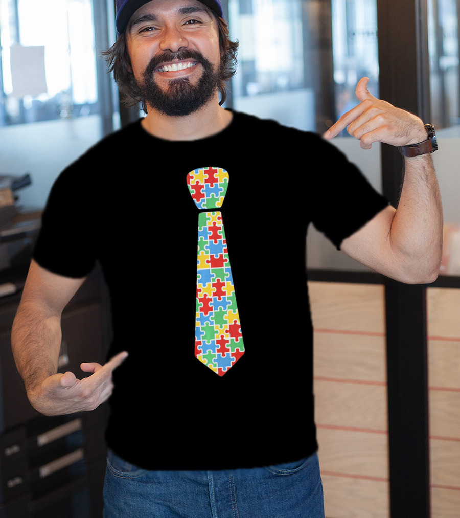 Autism Awareness Puzzle Piece Necktie T-Shirt