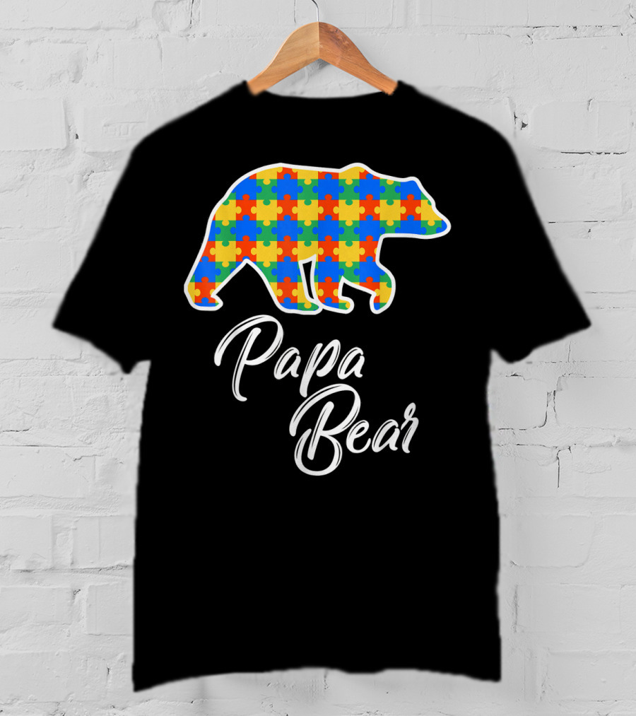 Papa Bear Autism Puzzle Awareness T-Shirt