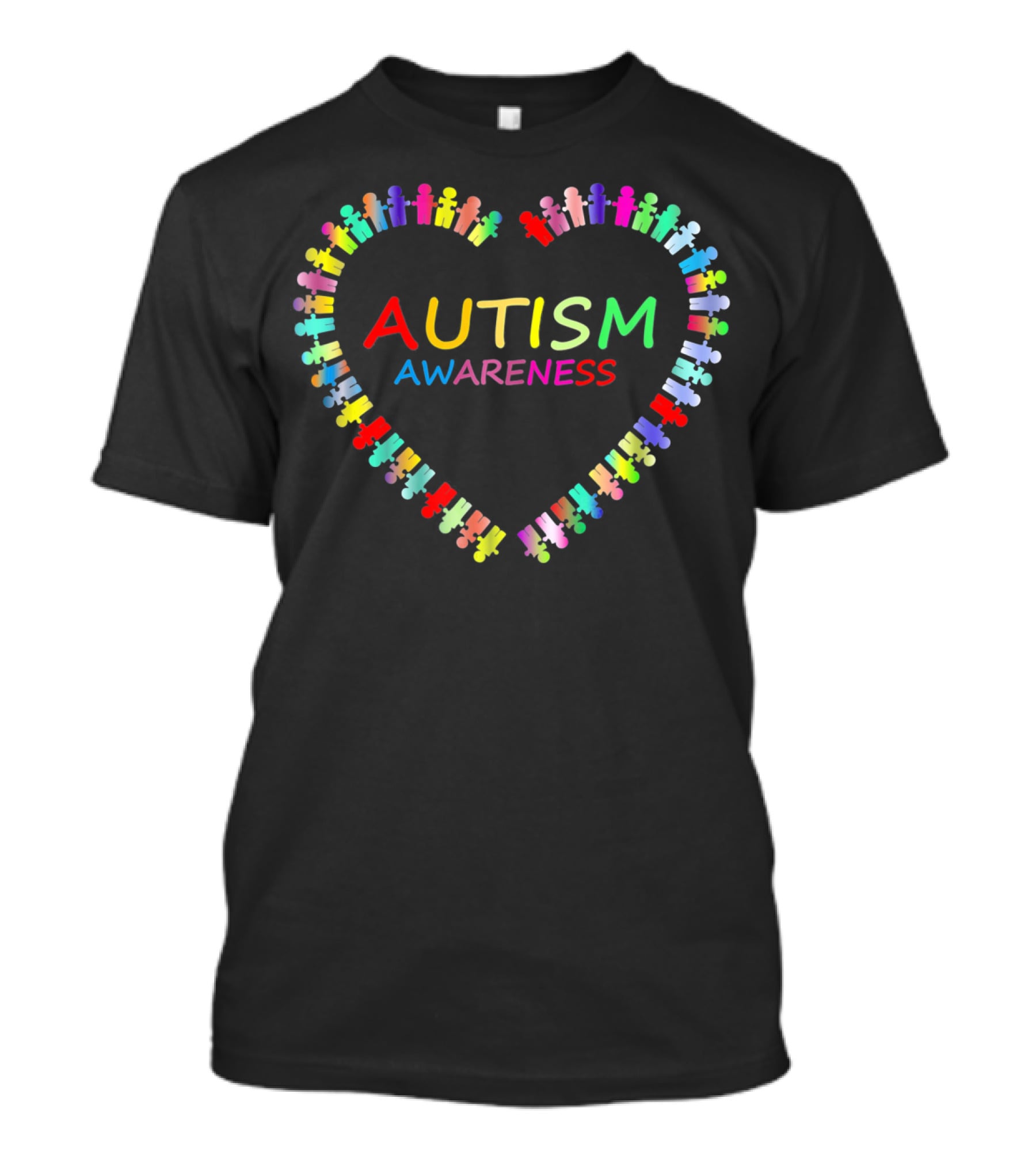 Autism Awareness Multicolor Heart Puzzle Piece T-Shirt