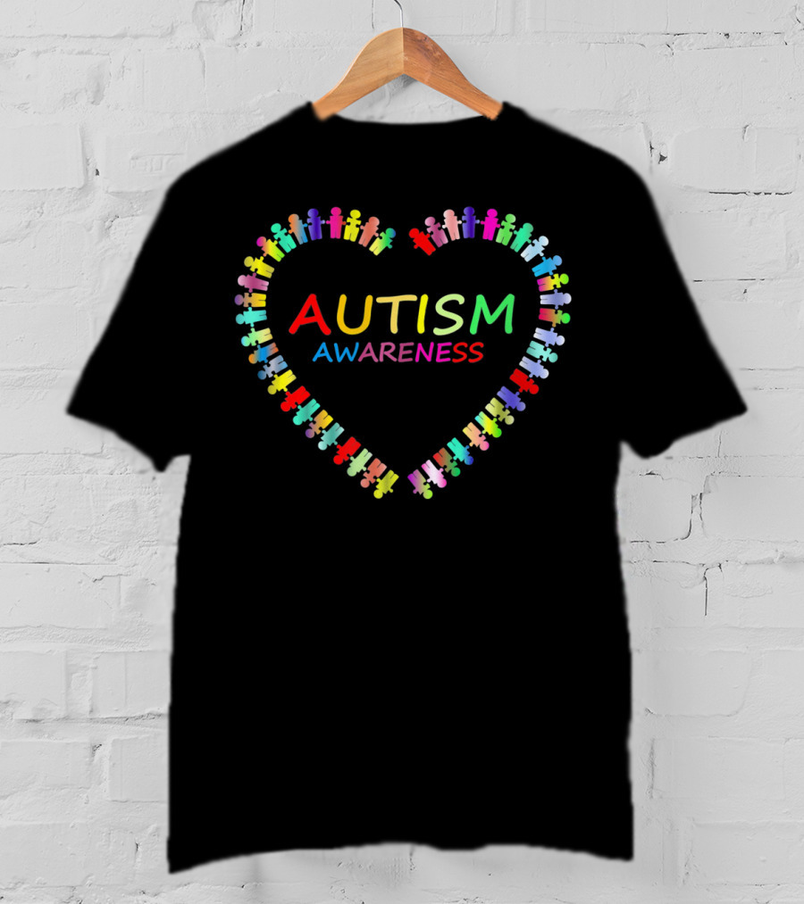 Autism Awareness Multicolor Heart Puzzle Piece T-Shirt