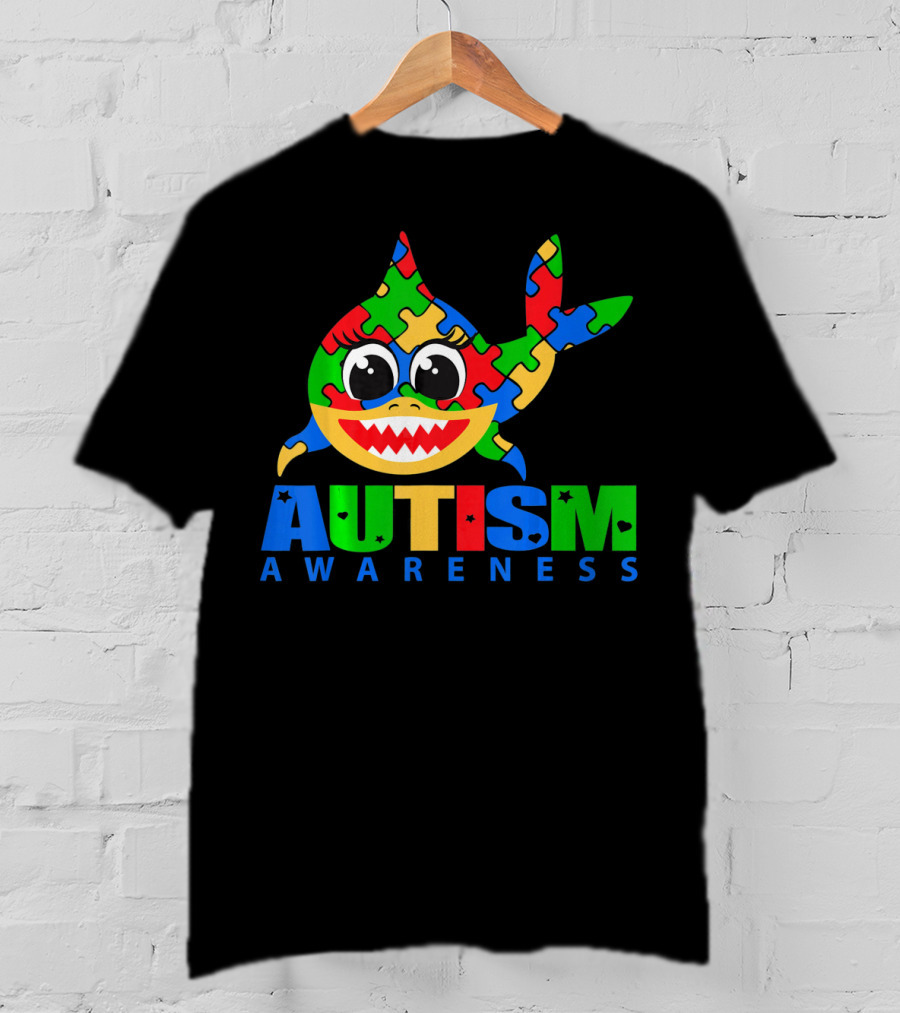 Autism Awareness Colorful Puzzle Shark T-Shirt
