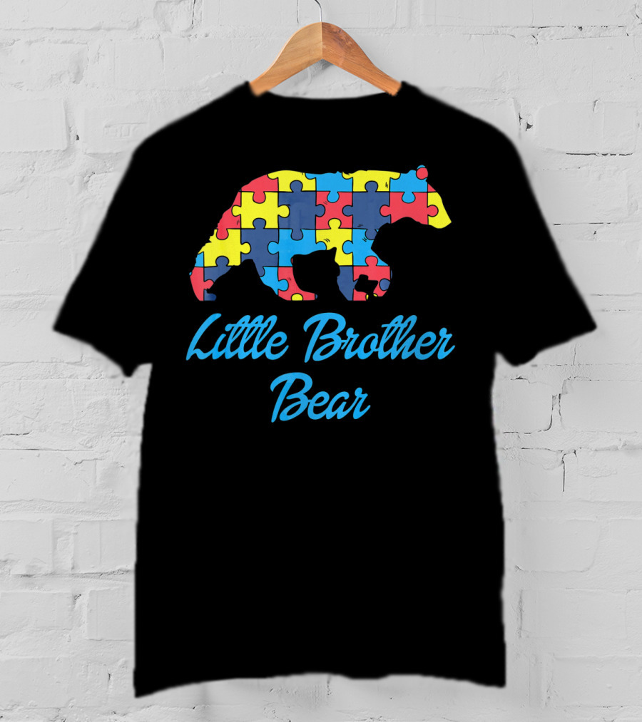 Little Brother Bear Autism Awareness Puzzle T-Shirt