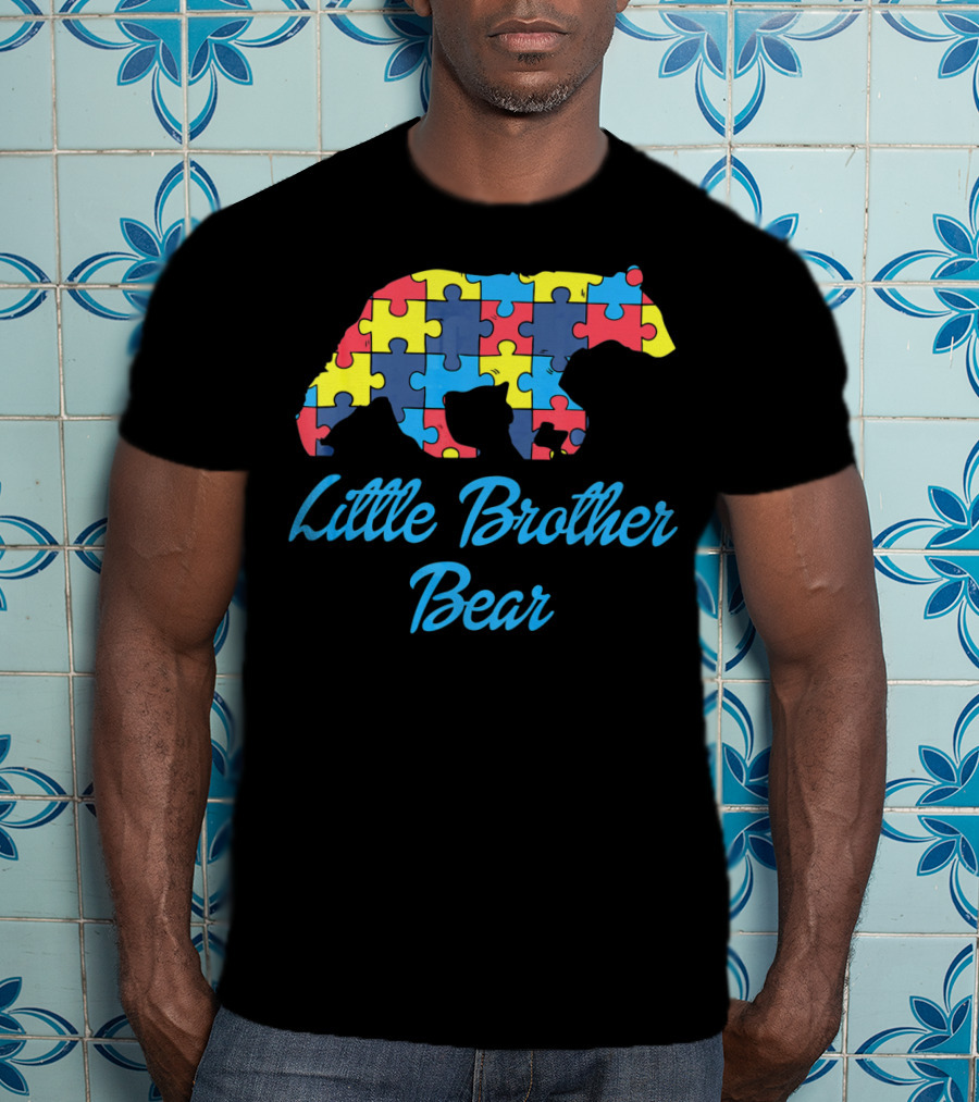 Little Brother Bear Autism Awareness Puzzle T-Shirt