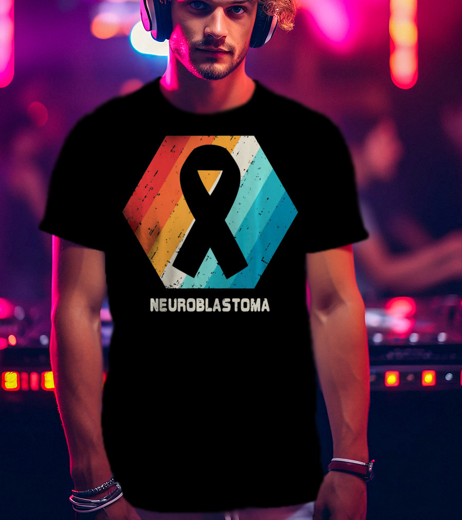 Neuroblastoma Awareness Ribbon Retro Hexagon T-Shirt