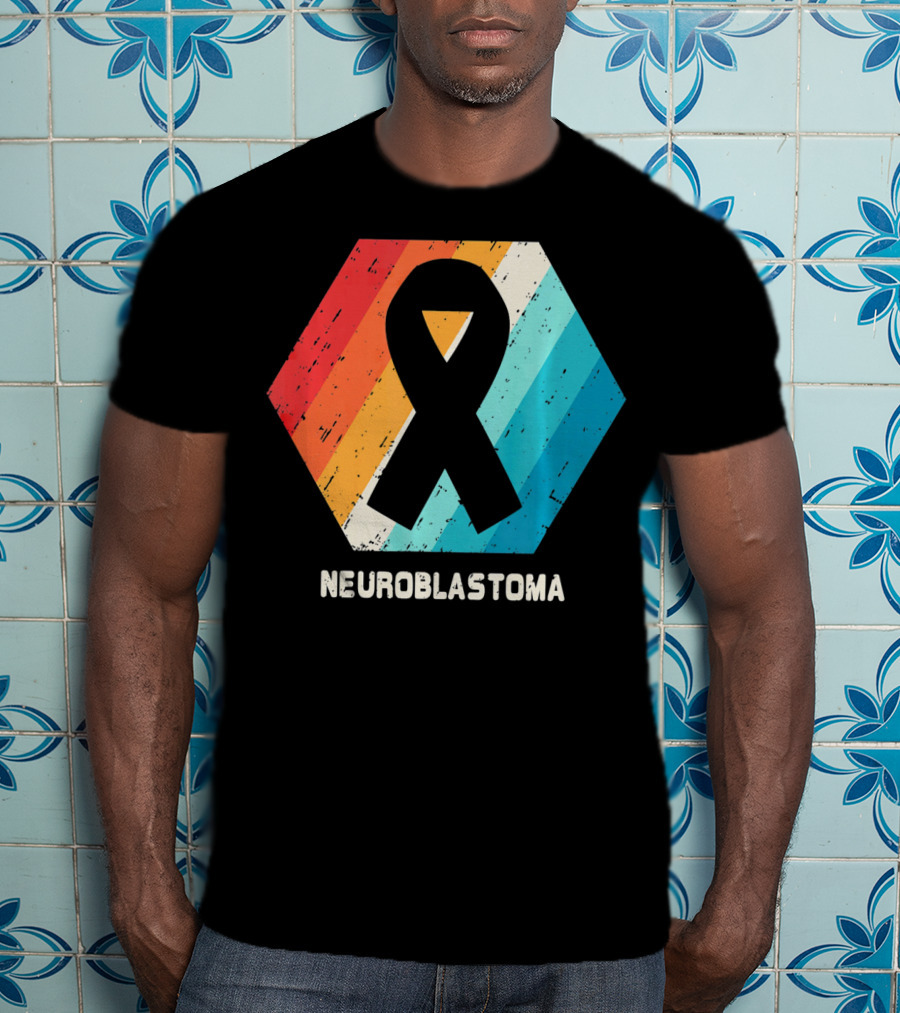 Neuroblastoma Awareness Ribbon Retro Hexagon T-Shirt