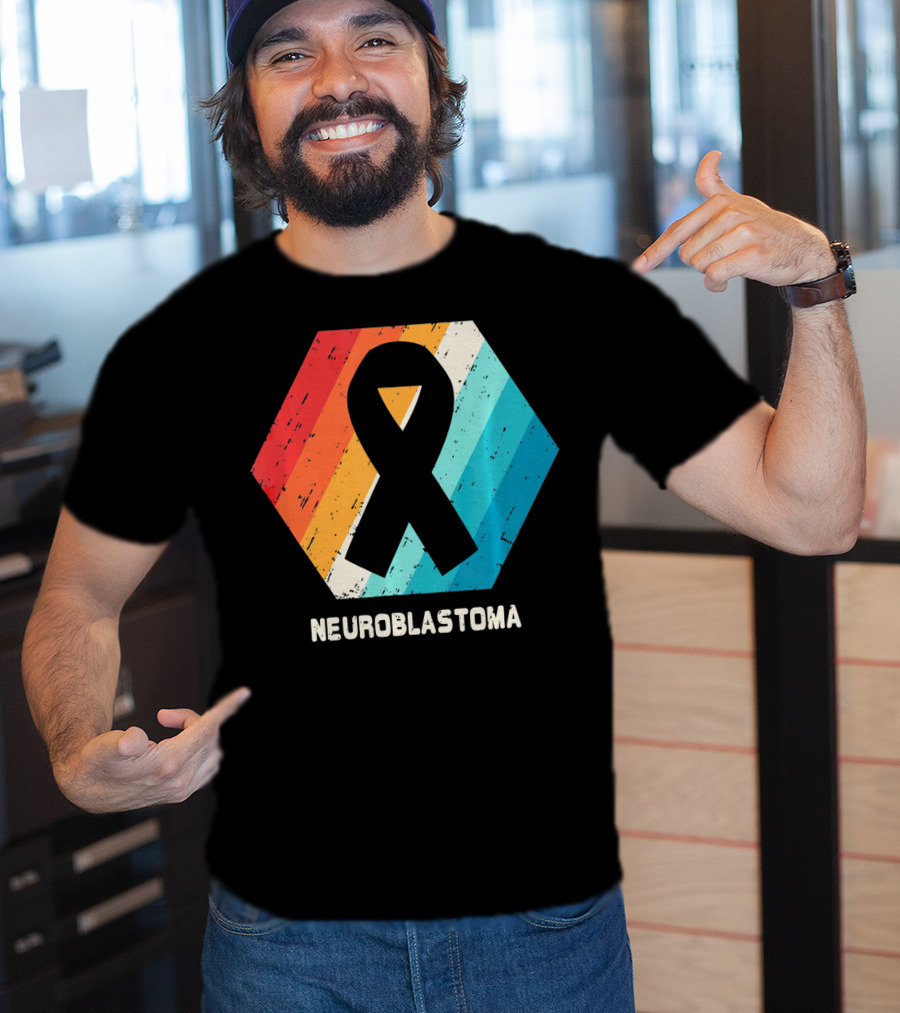 Neuroblastoma Awareness Ribbon Retro Hexagon T-Shirt