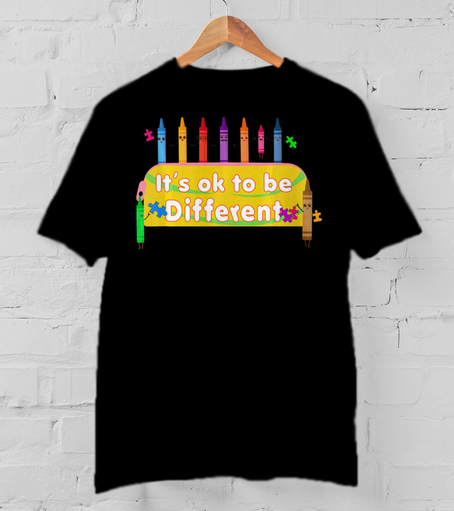 It's Ok To Be Different Crayons Back To School Autism Awareness T-Shirt