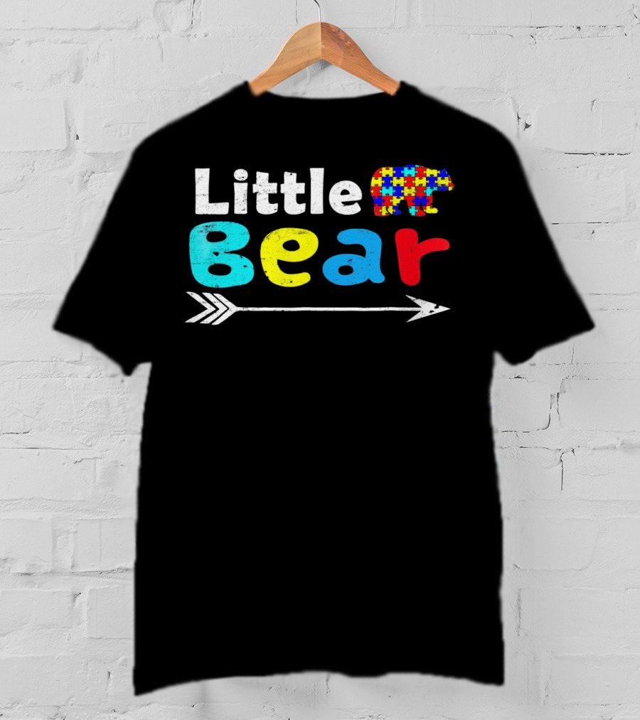 Little Bear Autism Awareness Puzzle Pattern Arrow T-Shirt